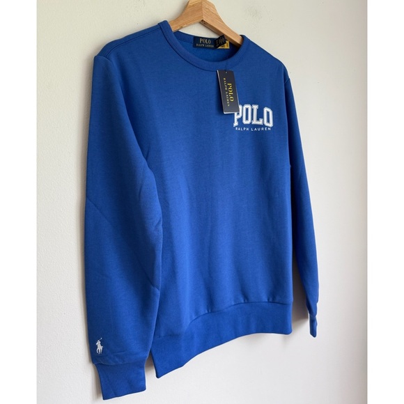 NWT • Ralph Lauren • Logo Sweatshirt Embroidered Logo on Sleeve on Cuff in Blue - Picture 3 of 6